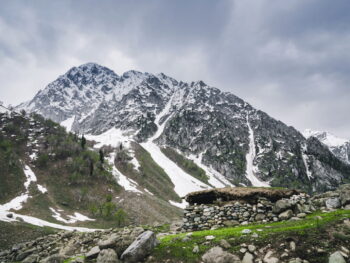 Snow Covered Mountain Under Cloudy Sky