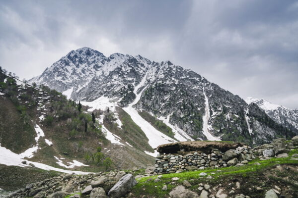 Snow Covered Mountain Under Cloudy Sky